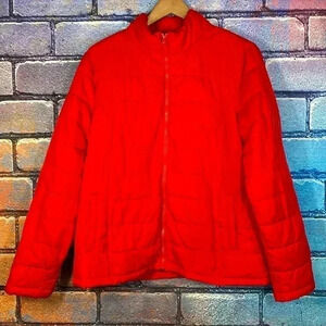 Women’s Quilted Red Red Full Zip Jacket Large